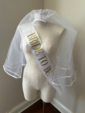 Bachelorette Party Veil, Sash (x2) and Bride Crazy Straws (x2)
